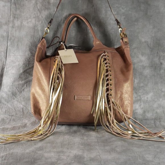 NWT CAVALCANTI Bronze/Gold Tassel Leather Shoulder w/Reptile Embossed Strap  ANB - Picture 1 of 9